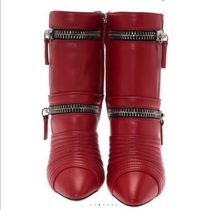 red giuseppe zanotti bootie with zipper